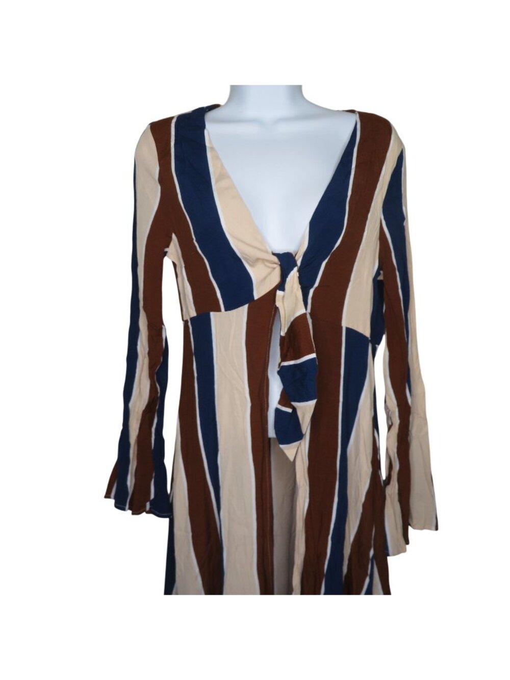 Forever 21 Vertical Striped Maxi Tie-front Top/Duster M Beach Streetwear NWT